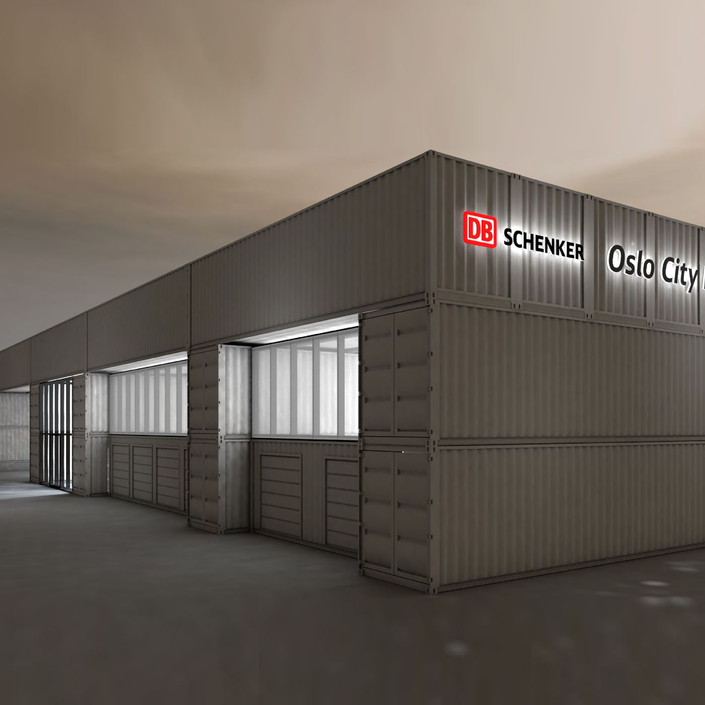 Tegning, fasade DB Shenker