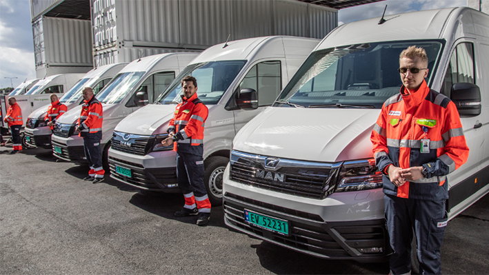8 new electric vans from MAN ready for emission-free distribution of goods in Oslo.